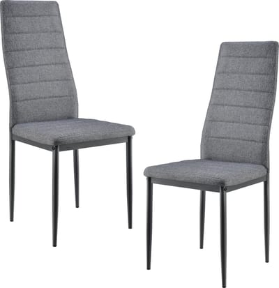 Eetkamerstoel Italië 96x43x52 cm grijs stof metaal set van 2