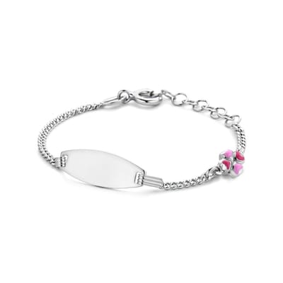 Zilveren Graveerarmband klaver plaat 6,5 mm 11 + 2 cm - 1336394