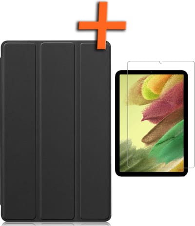 Hoesje - Geschikt voor Samsung Galaxy Tab S6 Lite - Met Screenprotector - Trifold Bookcase - Hard Cover - Hardcover Book Case - Tablet Hoes - Zwart
