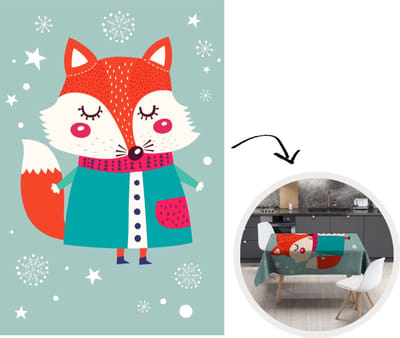 Kerst Tafelkleed - Kerstmis Decoratie - Tafellaken - Vos - Sneeuw - Kerst - Winter - Koud - 150x220 cm - Kerstmis Versiering
