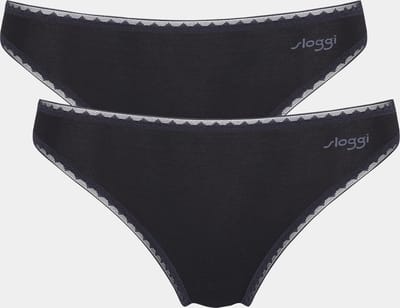 Sloggi dames Basic Tai GO organische slip 2-pack  - XS  - Zwart