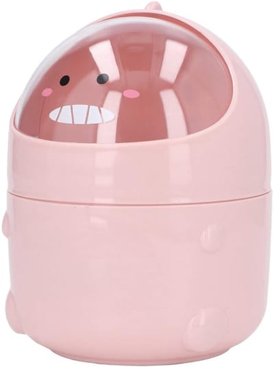 Mini-mand met dinosaurusmotief en brede opening - Roze - Antislip bodem - Voor kantoor, keuken, slaapkamer