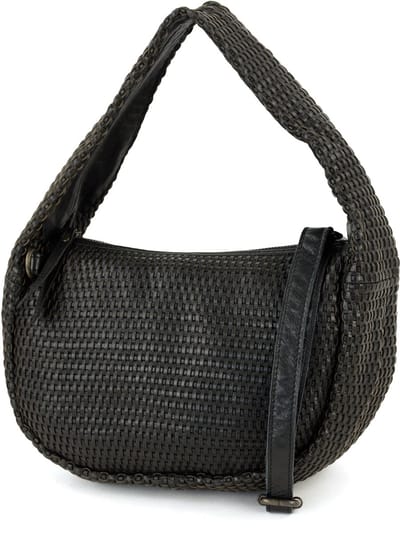Bear Design Alice M Gevlochten Leren Buideltas - Handtas - Schoudertas - Zwart