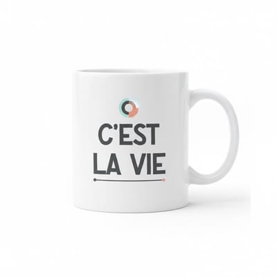 Minimalistische Tekst Mok 330 ml – “C’est La Vie” Stijlvolle Koffie- & Theemok Cadeau