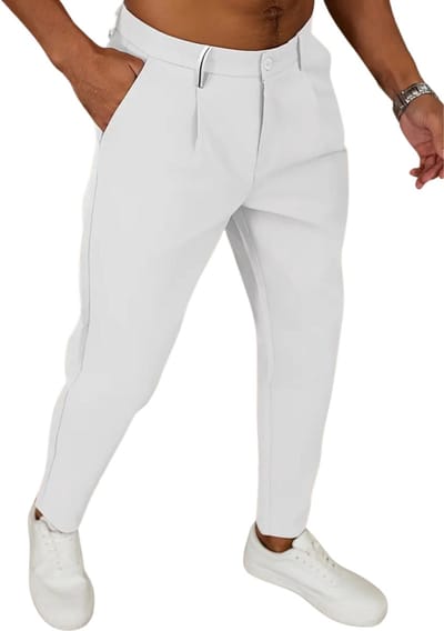 Bovista Pantalon Heren - Chino - Golfbroek - Nette Broek - Elastische Tailleband - Volwassenen - Wit - S