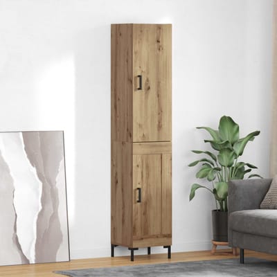vidaXL - Highboard - Artisan - Eiken - 34,5 - x - 34 - x - 180 - cm - Bewerkt - hout