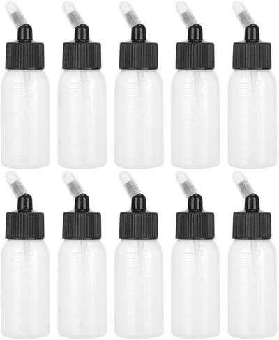 Dailygoods - lege airbrush flessen - pigment container - 10 stuks - herbruikbaar - plastic jar flessen - geschikt voor verf en inkt
