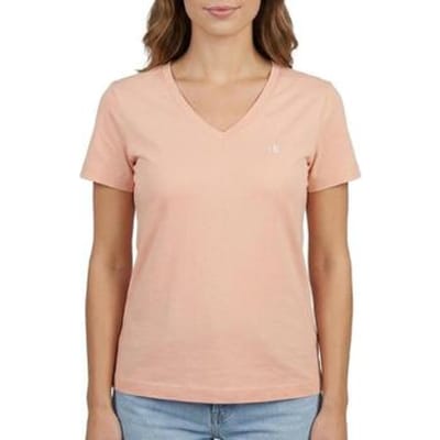 Calvin Klein Archive Jersey V-neck T-shirt Mangano Calcite Größe: S | Hemden Outlet | Damen