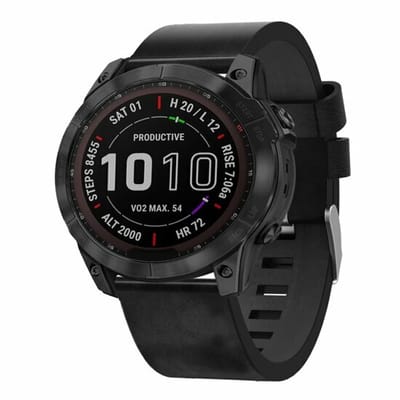 By Qubix - Geschikt voor Garmin bandje - 26mm Quickfit - Leren bandje - Zwart - Geschikt voor Garmin Instinct 3 - 50mm