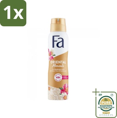 1 x Fa - Oriental Moments - Deodorant Spray - Woestijnroos & Sandelhout - 150 ml- Deodorant Spray - Anti-vlekken - Huidbescherming - Geur - Woestijnroos