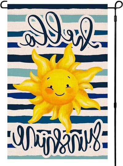 Zomer Tuin Vlag - Decoratieve Vlag - Buiten Decoratie - Dubbelzijdig Jute - 12x18 Inch - Geel Blauw