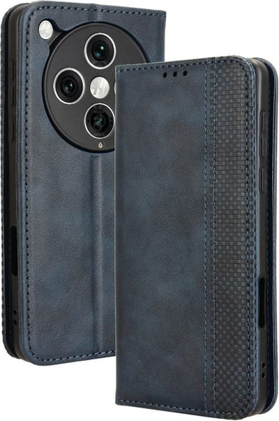 Coverup Hoesje - Geschikt voor OPPO Find X8 Pro Hoesje - Coverup Vintage Style Book Case - Blauw
