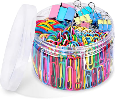 Diverse Papierclips Set van 300 Stuks, Inclusief Vouwclips, Rubber Bands en Kantooraccessoires voor Thuis en School