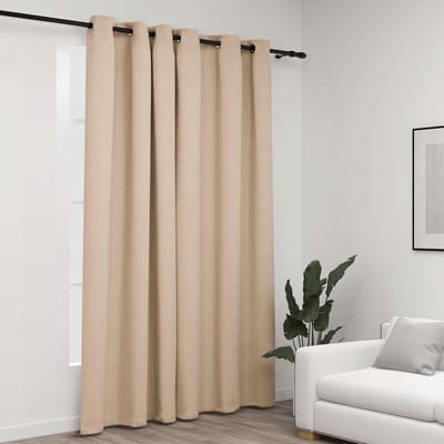 vidaXL - Gordijn - linnen-look - verduisterend - met - ogen - 290x245 - cm - beige