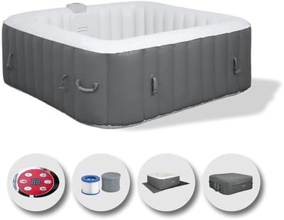 Thuys – Opblaas Jacuzzi – Jacuzzi – Lazy Z Spa – 145cm x 145cm x 65cm – Grijs