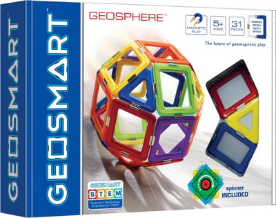 GeoSmart GeoSphere - Magnetisch Constructiespeelgoed - 30-delige Technische Bouwset met Spinner - Vanaf 5 Jaar