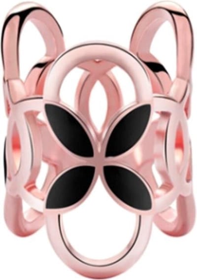 Fako Bijoux® - Sjaalklem - Sjaal Klem - Sjaal Ring - Tube - Zwart - 22x26mm - Rosé Goudkleurig