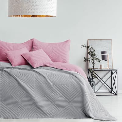 Sprei roze grijs 260 x 280 cm Bedsprei tweezijdig Ultrasoon stiksel Polyester Softa