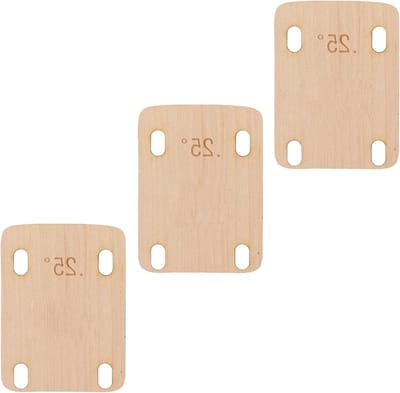 Guitar Neck Shim Set van 3 Stuks, 25° Hoek, Massief Esdoorn Hout voor Gitaar en Bas Reparatie Tools