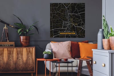 Muurstickers - Sticker Folie - Kaart - Hoogstraten - Stadskaart - Goud - Plattegrond - 80x80 cm - Plakfolie - Muurstickers Kinderkamer - Zelfklevend Behang - Zelfklevend behangpapier - Stickerfolie