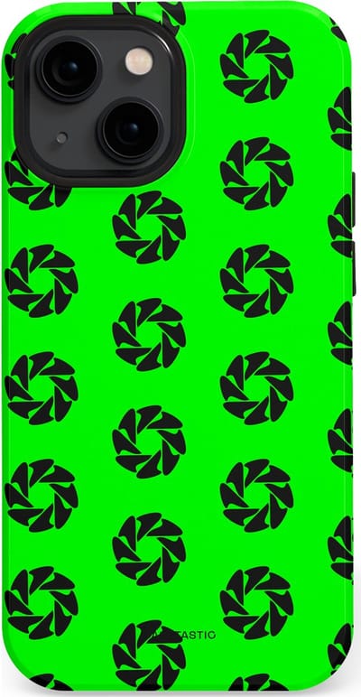 Casetastic hoesje geschikt voor Apple iPhone 13 mini - MagSafe - Dubbellaagse bescherming - Neon Groene Cirkels - Fashion Case - Groen Zwart