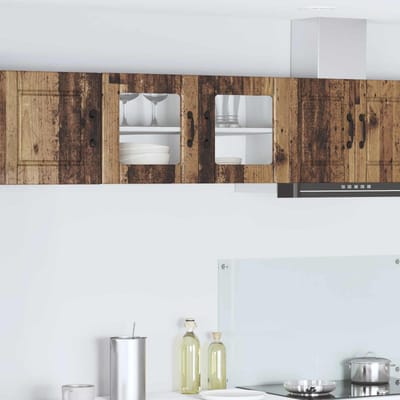 vidaXL - Wandglas - Kasten - PORTO - Oudhout - 80 - x - 31 - x - 40 - cm - Bewerkt - hout