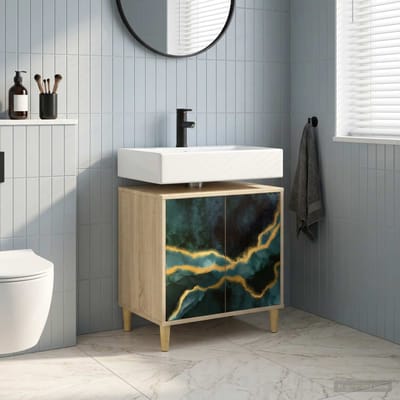 vidaXL - Badkamerkast - WIJHE - Sonoma - 60 - x - 40 - x - 60 - cm - Bewerkt - hout