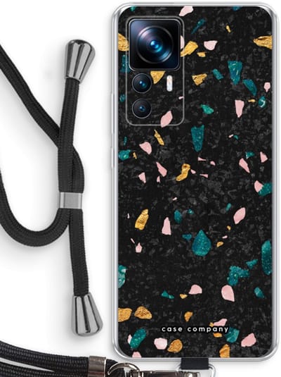 Case Company® - Hoesje met koord geschikt voor Xiaomi 12T hoesje met Koord - Terrazzo N°10 - Telefoonhoesje met Zwart Koord - Bescherming aan alle Kanten en Over de Schermrand