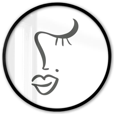 Poster in lijst Rond - Fotolijst 40x40 cm - Posters - Gezicht - Vrouw - Zwart - Wit - Ronde posterlijst zwart - Decoratie - Wanddecoratie woonkamer - Muurdecoratie slaapkamer