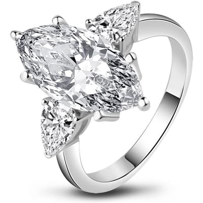 925 Sterling Zilver 4ct Markies 8*16mm Luxe Moissaniet Diamant Verlovingsringen voor Vrouwen Bruiloft Fijne Sieraden Groothandel 10 white