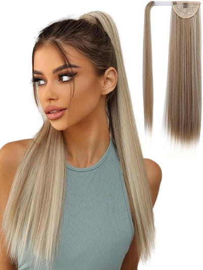 SassyGoods Wrap Around Ponytail Extensions Paardenstaart Extension Haarstukje Haarstuk Synthetisch Haar - As Blond - 45 cm
