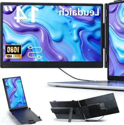 Schermverlenging Laptop - Dubbel Scherm Monitor - Multitasken Verbeteren - Contactloos Frame Ontwerp - 14 Inch - Bruin