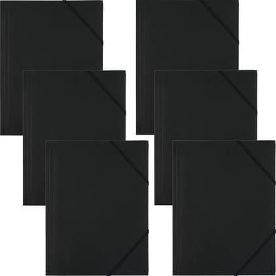 Famanu - 6 stuks Verzamelmap postmap van PP met elastiek, elastische map van plastic, zwart