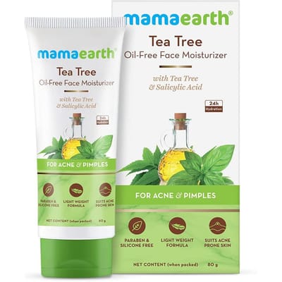 Mamaearth Tea Tree Olievrije Gezichtscrème Voor Vette Acnegevoelige Huid Met Salicylzuur 80g Niet-Vettige Hydraterende Crème white