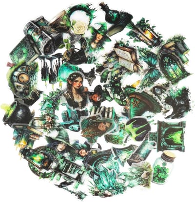 50 stuks waterdichte fantasy heks stickers voor scrapbook, dagboek en laptop - esthetische decoratie voor huisdieren, koffer en fiets