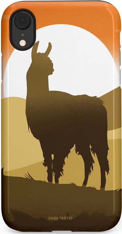 Casetastic Hoesje Geschikt voor Apple iPhone Xr - Stijlvolle Beschermende Duo-layer Case - Silhouet Alpaca