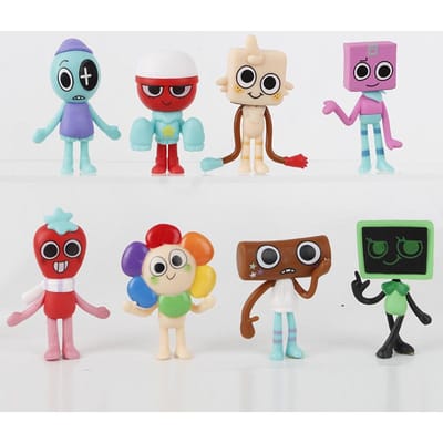 8 stuks/set Dandy's wereld Cartoon Figuur PVC Model Schattig Poppen Speelgoed about 7-8.5cm beige
