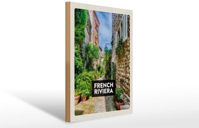 Holzschild Reise 30x40cm French Riviera Altstadt Geschenk