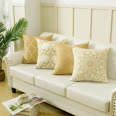 Dailygoods - Decoratieve Kussenslopen - Set van 4 - Beige Kleur - Sierkussensloop - Geschikt voor Bank en Slaapkamer - 45 x 45 cm