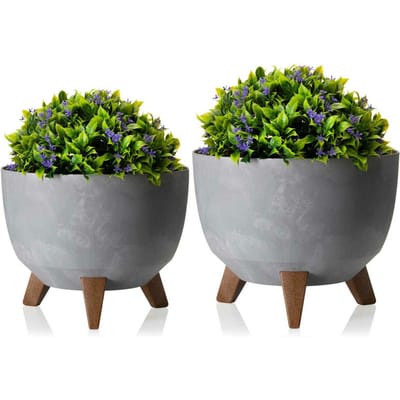HowHomely Rosa Linea - Bloempot - Grijs Beton - UV-bestendig
