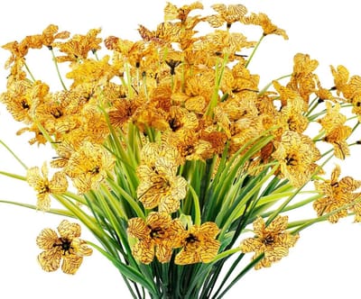 SnelShoppen - 12 Bundles Kunstbloemen UV-bestendig - Gele Neppflanten voor Tuin, Balkon en Raamdecoratie - Perfect voor Feest en Buitengebruik