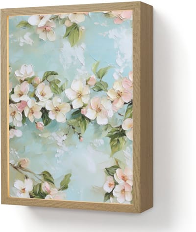 Wandlamp 30x40 cm - Oplaadbaar - Bloesem - Bladeren - Lichtblauw - Wandlampen binnen woonkamer - Slaapkamer lamp - Decoratieve nachtlamp - Vloerlamp draadloos