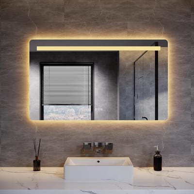 Grote Badkamerspiegel met Verlichting, Make-up Spiegel en Stopcontact