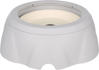 Drinkbak hond – Flamingo Spill Rond Grijs – anti-mors drinkpot 1,2L – ideaal voor lange oren & lange vacht – antislip – handwas – slimme vlotter tegen geslobber