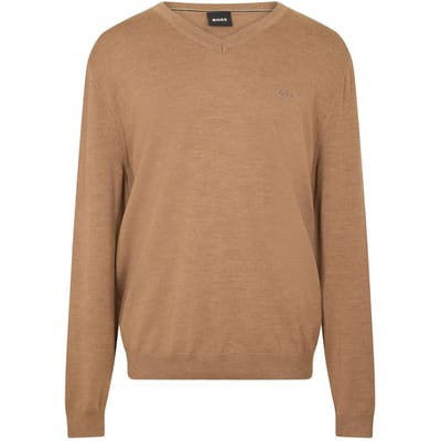 Boss Heren Batisse V Hals Sweater Top (Medium Beige)