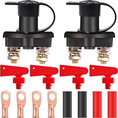 Universele Batterij-scheidingsschakelaar met Sleutel 12V/24V 200A - Waterdichte Isolator voor Auto, Boot en Vrachtwagen (2 Stuks)