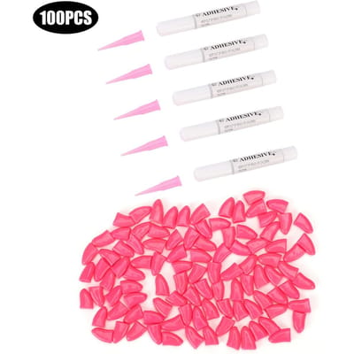 100 STUKS Huisdier Hond Zachte PVC Nagelhoes Poot Klauw Dop Wrap Verzorgingsaccessoire (Donkerroze L) L