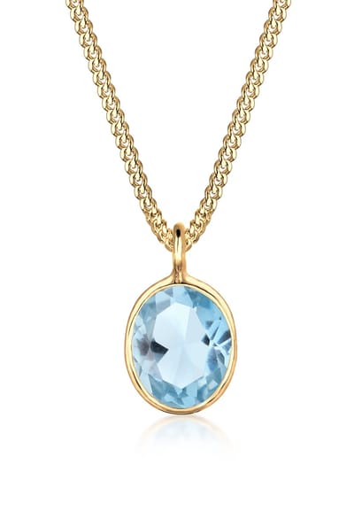 Elli - Halsketting - Dames Eenzaam Hanger Elegant met Topaas Lichtblauw in 925 sterling zilver - Dames