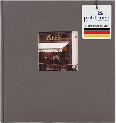 Linnen Fotoalbum Grijs 30x31 cm met 60 Witte Pagina's en Fotouitsparing