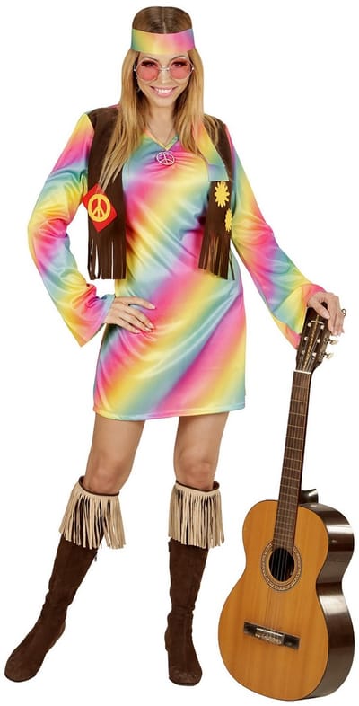 Veelkleurige hippie outfit voor vrouwen - Verkleedkleding - Maat L